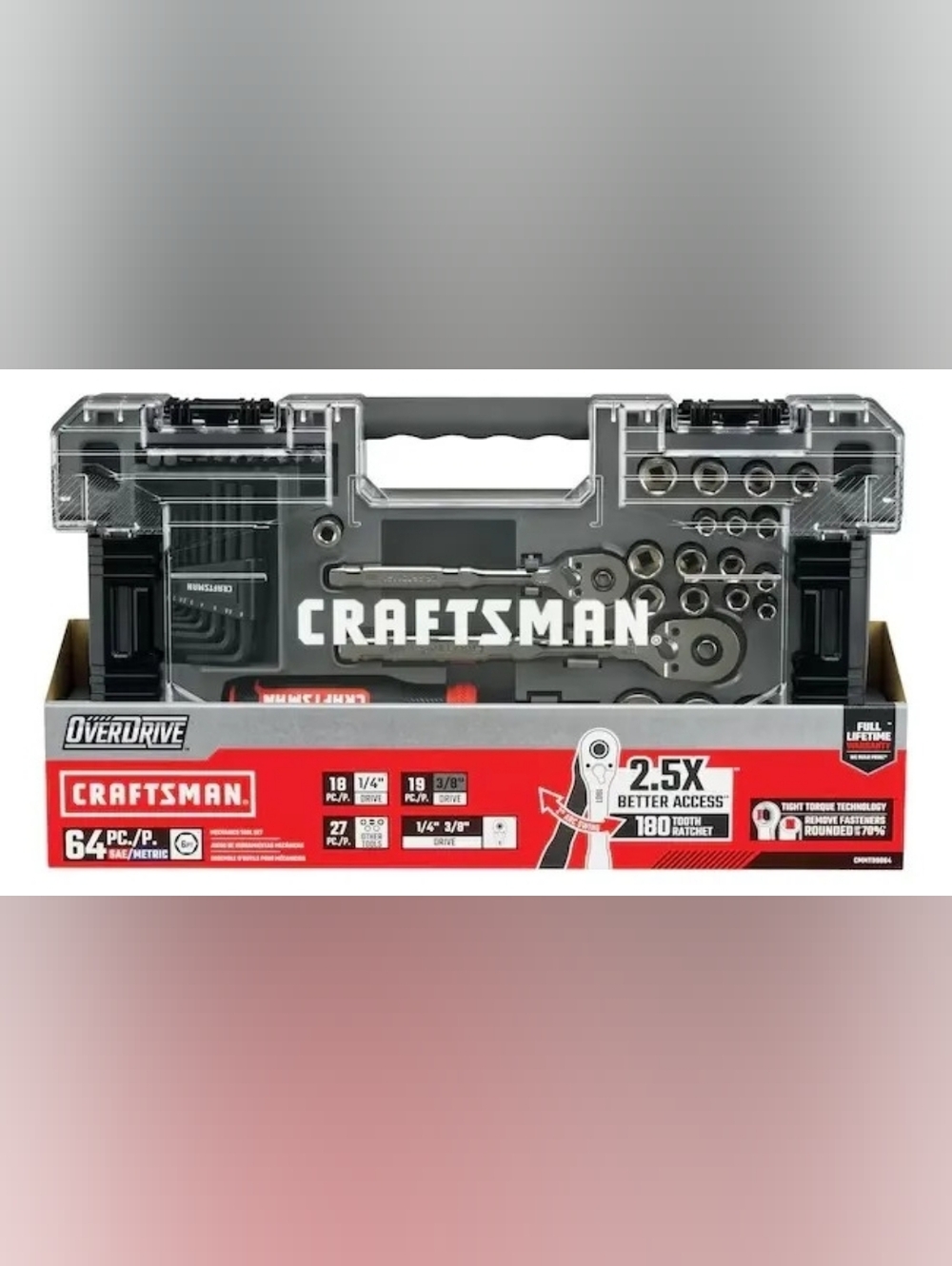Craftsman 64 Pc Ratchet & Socket Set SAE/Metric 1/4" & 3/8" Drive – New